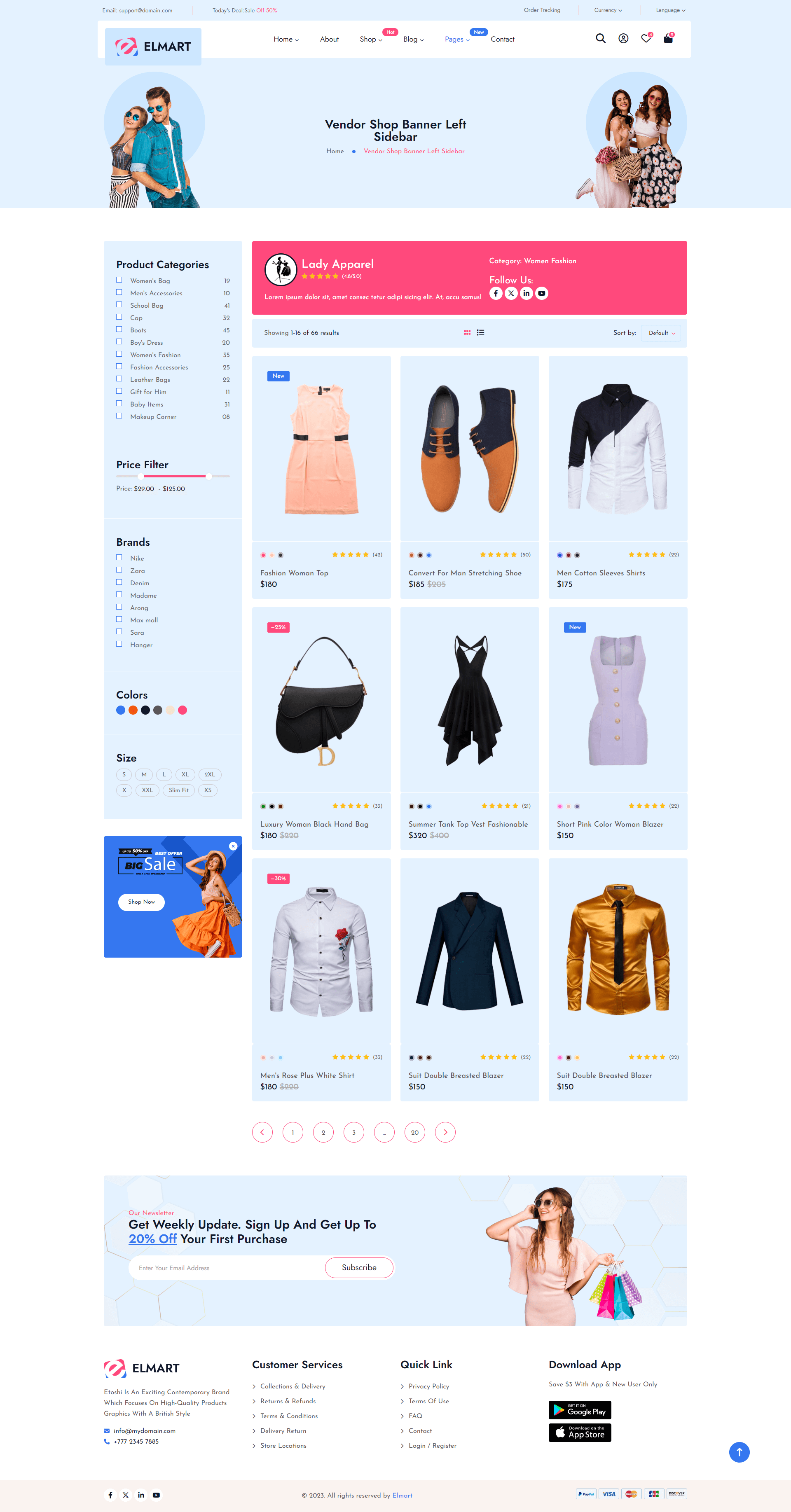 Vendor Shop Banner Left Sidebar