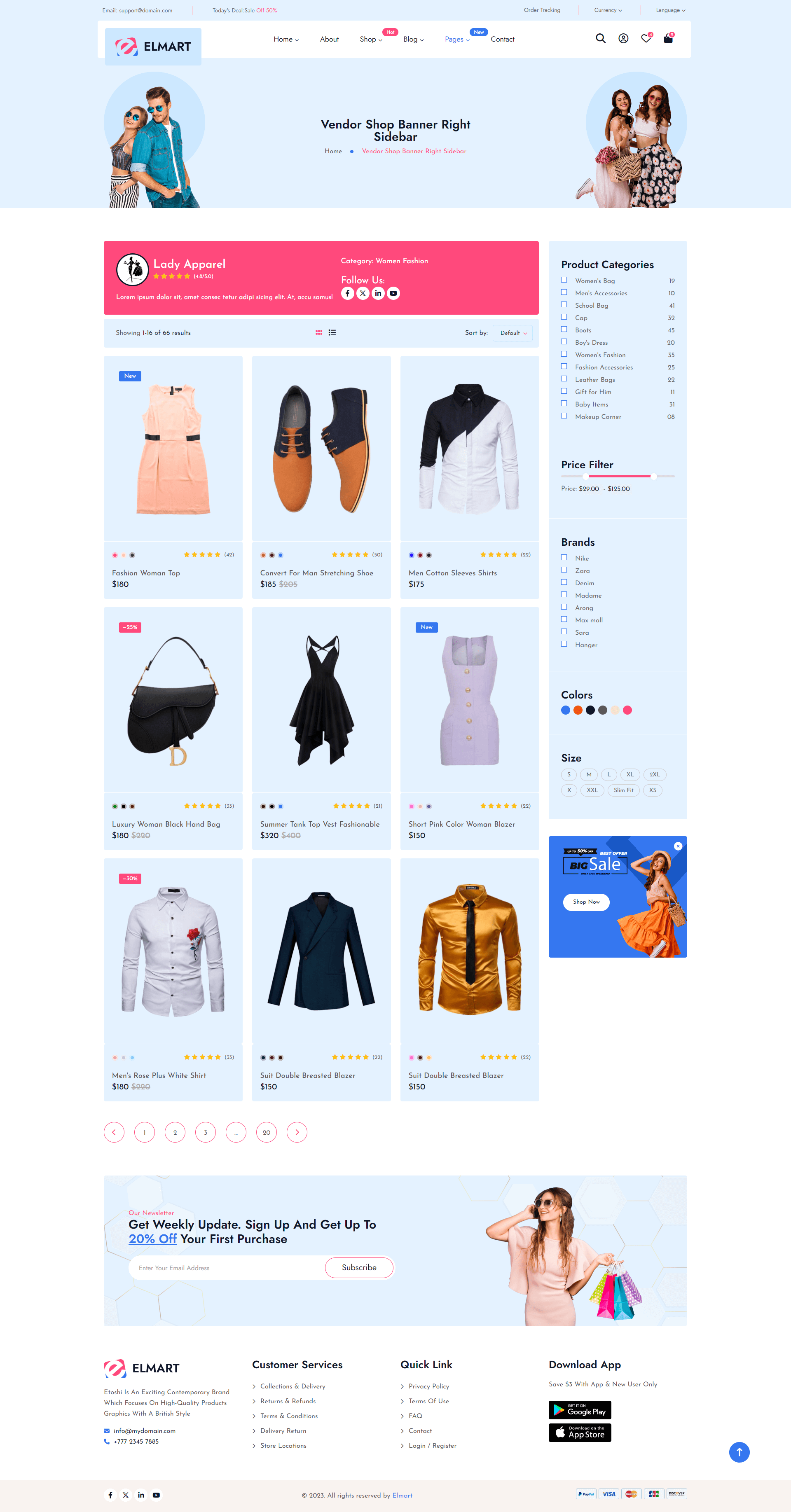 Vendor Shop Banner Right Sidebar