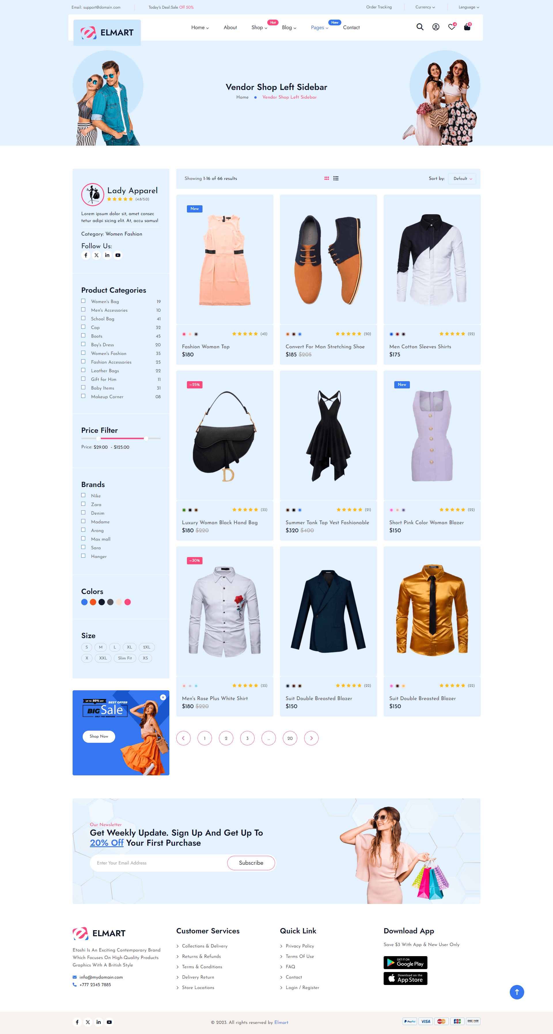 Vendor Shop Left Sidebar