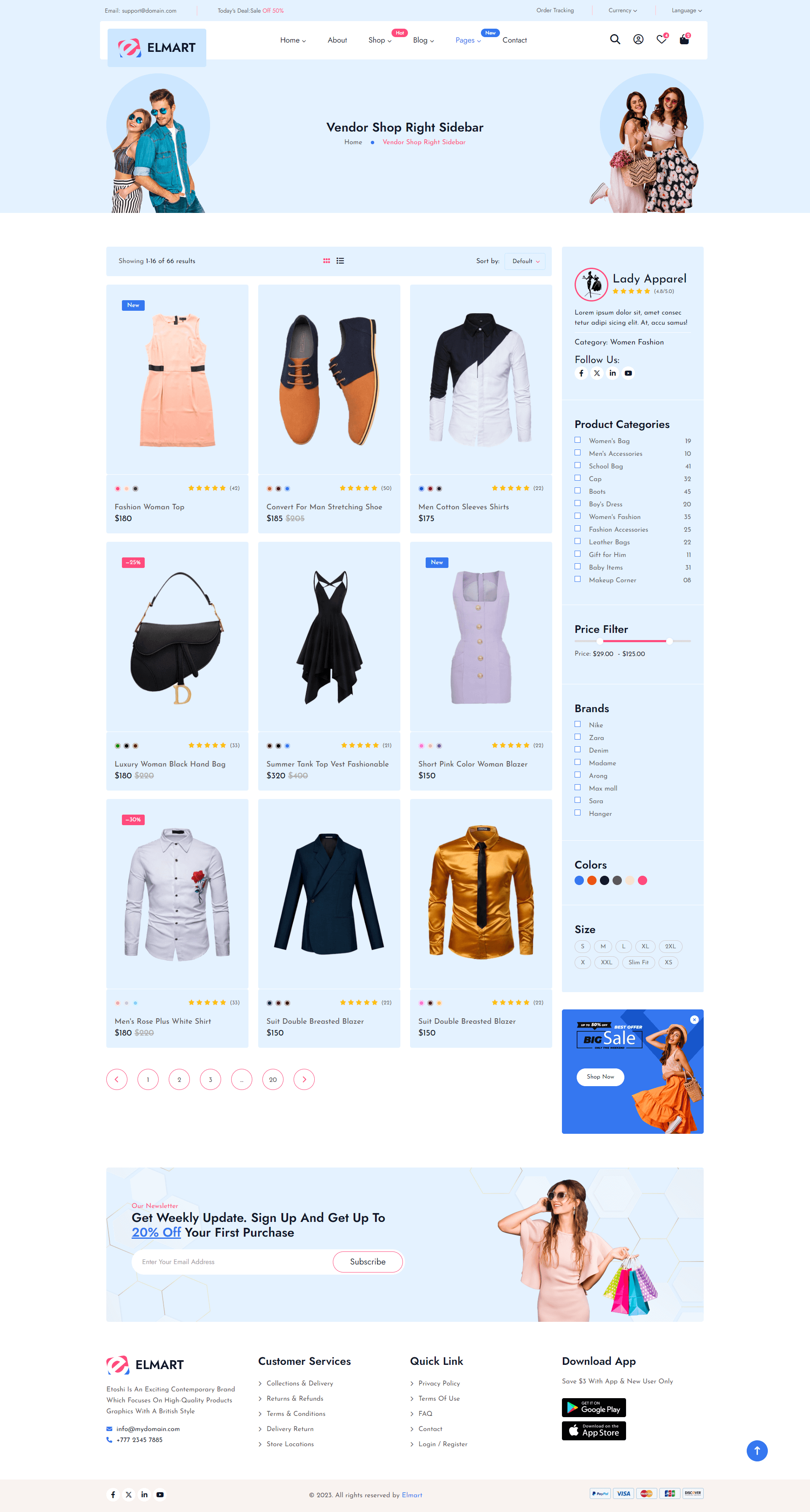 Vendor Shop Right Sidebar