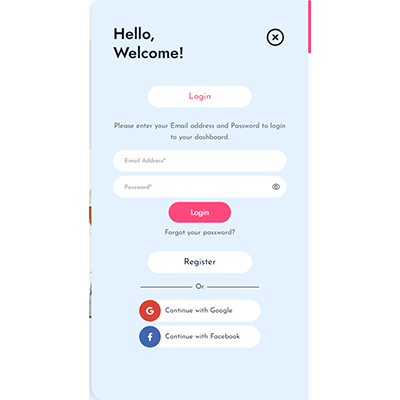 Login & Registration Slider